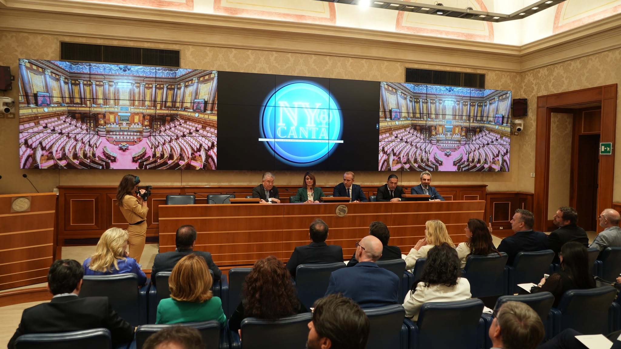 La sala della conferenza stampa di NYCanta al Senato